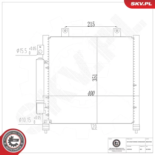 Kondenzátor klimatizácie ESEN SKV 86SKV333