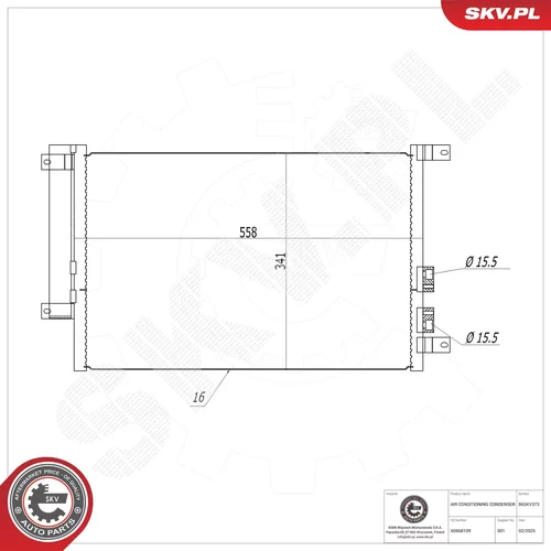 Kondenzátor klimatizácie ESEN SKV 86SKV373