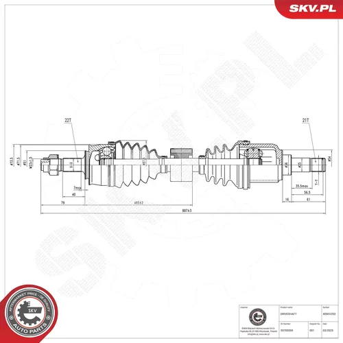 Hnací hriadeľ ESEN SKV 40SKV202