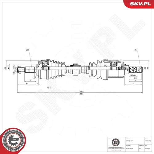 Hnací hriadeľ ESEN SKV 40SKV419