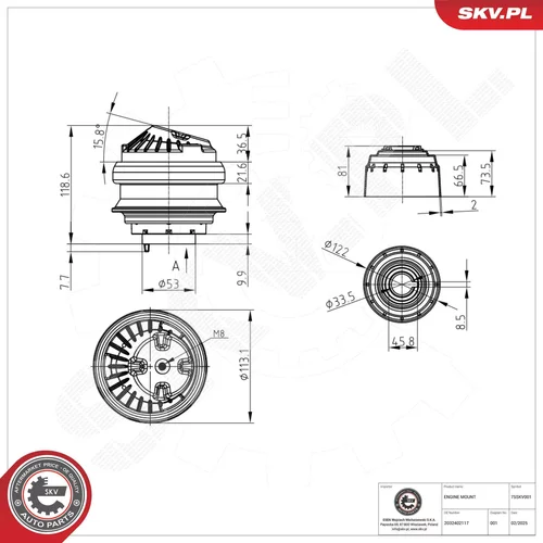 Uloženie motora 75SKV001 (ESEN SKV) - obr. 6