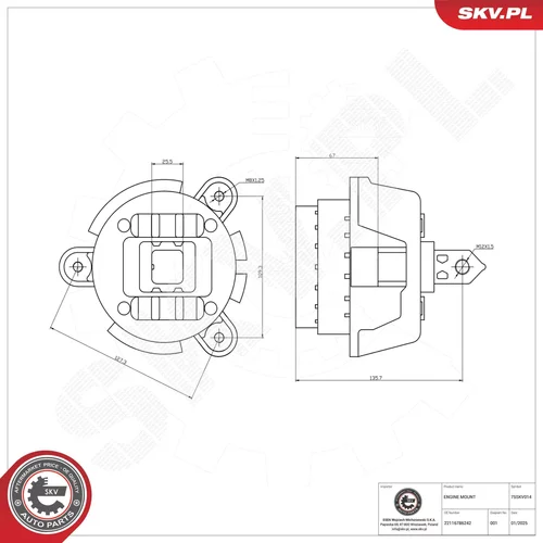 Uloženie motora ESEN SKV 75SKV014