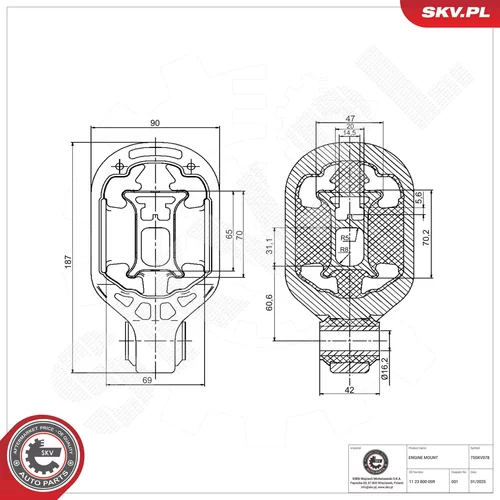Uloženie motora 75SKV078 (ESEN SKV) - obr. 3