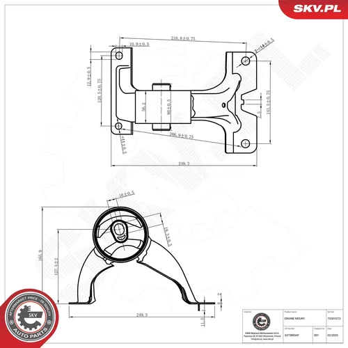 Uloženie motora ESEN SKV 75SKV273