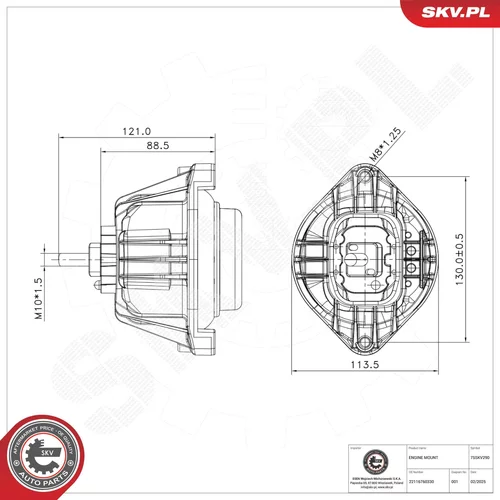 Uloženie motora ESEN SKV 75SKV290