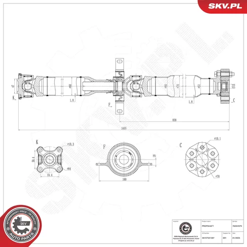 Hnací hriadeľ 76SKV079 (ESEN SKV) - obr. 1