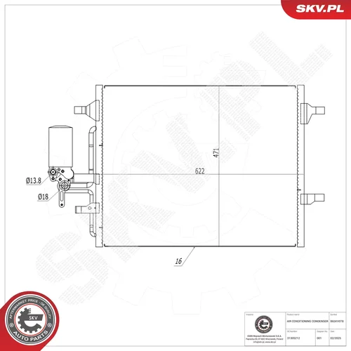 Kondenzátor klimatizácie ESEN SKV 86SKV078