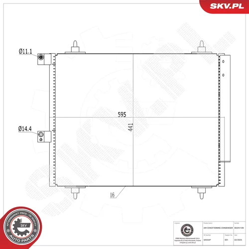 Kondenzátor klimatizácie ESEN SKV 86SKV189