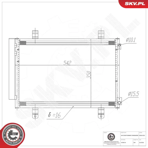 Kondenzátor klimatizácie ESEN SKV 86SKV252