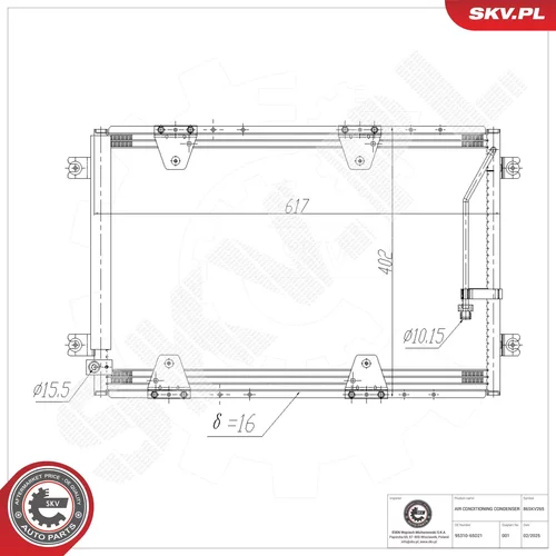 Kondenzátor klimatizácie ESEN SKV 86SKV265