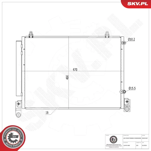 Kondenzátor klimatizácie ESEN SKV 86SKV607