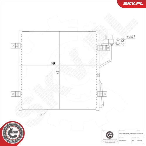 Kondenzátor klimatizácie ESEN SKV 86SKV614