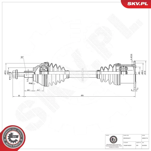 Hnací hriadeľ ESEN SKV 40SKV176
