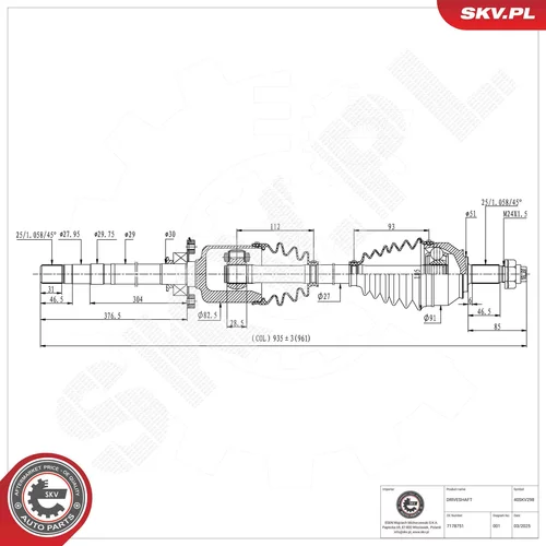 Hnací hriadeľ ESEN SKV 40SKV298