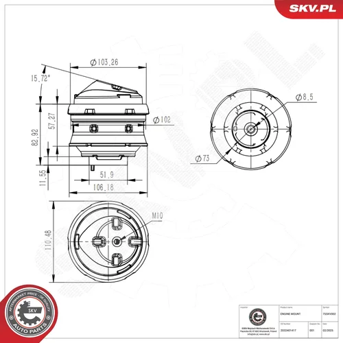 Uloženie motora 75SKV002 (ESEN SKV) - obr. 5