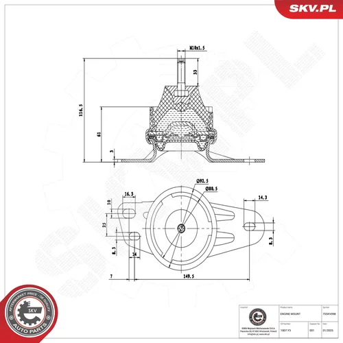 Uloženie motora ESEN SKV 75SKV098