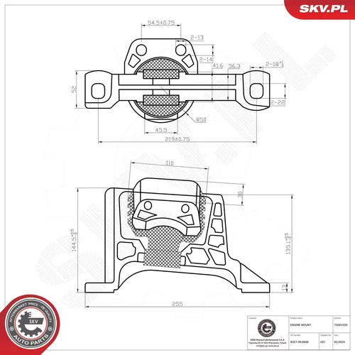Uloženie motora 75SKV320 (ESEN SKV) - obr. 6