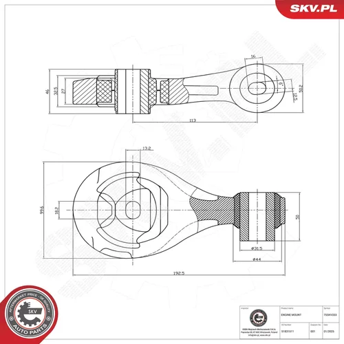 Uloženie motora ESEN SKV 75SKV333