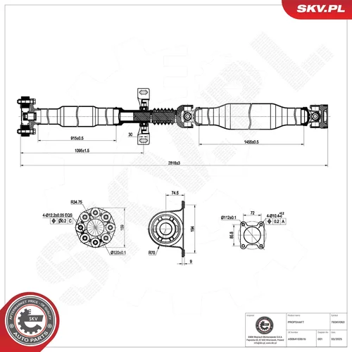 Hnací hriadeľ ESEN SKV 76SKV063