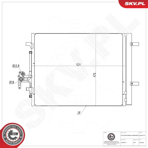 Kondenzátor klimatizácie ESEN SKV 86SKV120