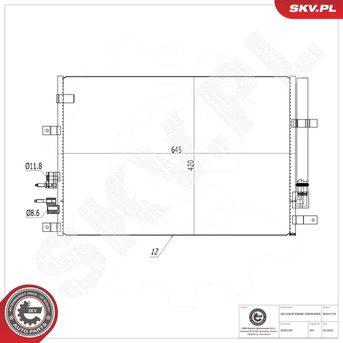 Kondenzátor klimatizácie ESEN SKV 86SKV139
