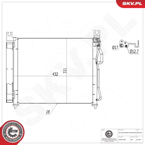 Kondenzátor klimatizácie ESEN SKV 86SKV235
