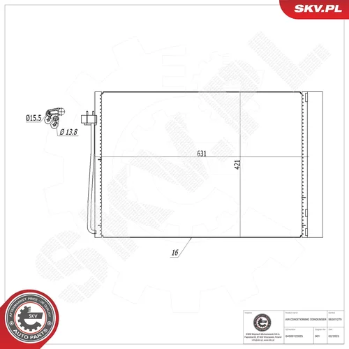 Kondenzátor klimatizácie ESEN SKV 86SKV279
