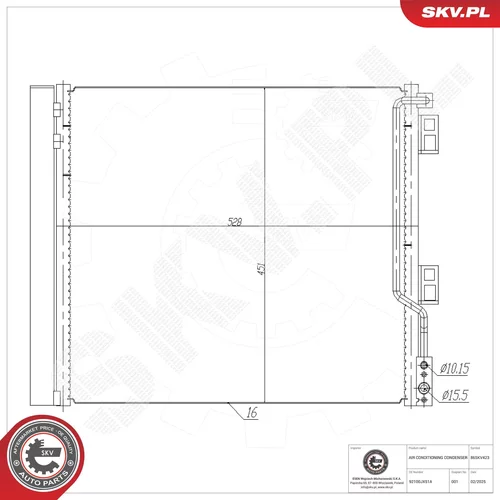 Kondenzátor klimatizácie ESEN SKV 86SKV423