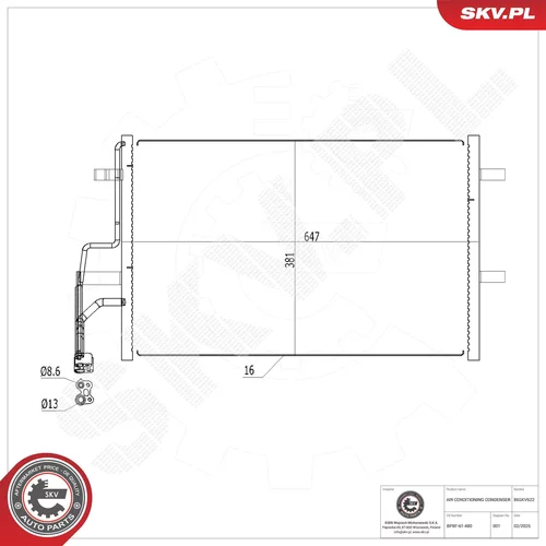 Kondenzátor klimatizácie ESEN SKV 86SKV622