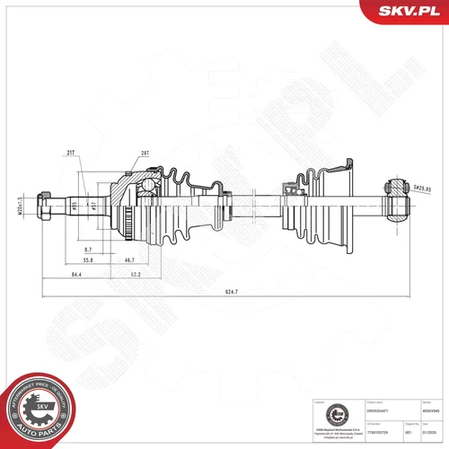 Hnací hriadeľ ESEN SKV 40SKV045