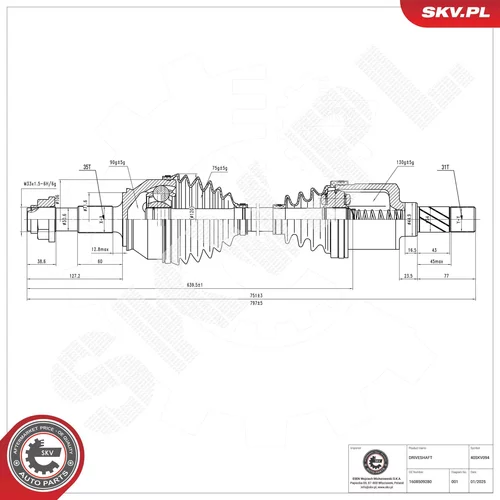 Hnací hriadeľ ESEN SKV 40SKV094