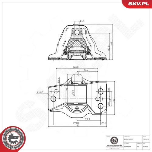 Uloženie motora 75SKV111 (ESEN SKV) - obr. 4