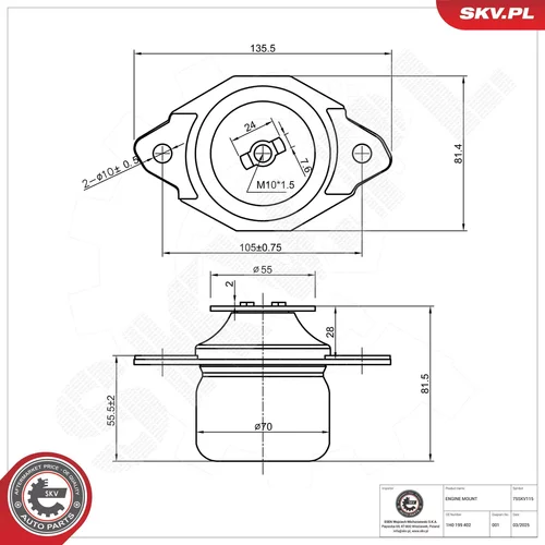 Uloženie motora 75SKV115 (ESEN SKV) - obr. 1