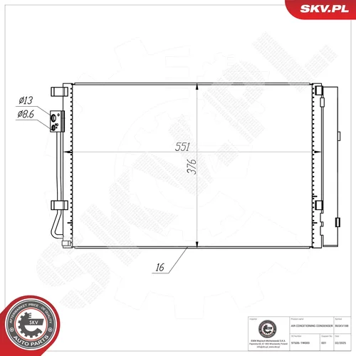 Kondenzátor klimatizácie ESEN SKV 86SKV188
