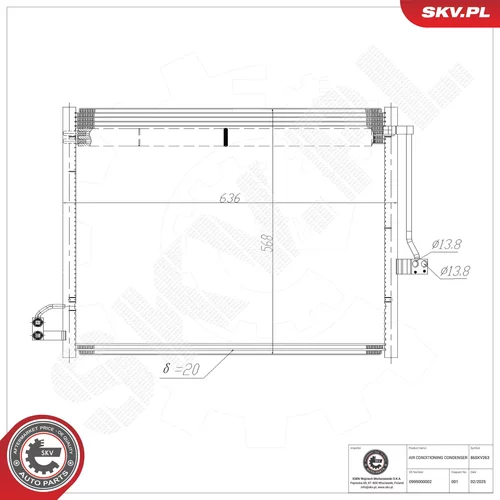 Kondenzátor klimatizácie ESEN SKV 86SKV263