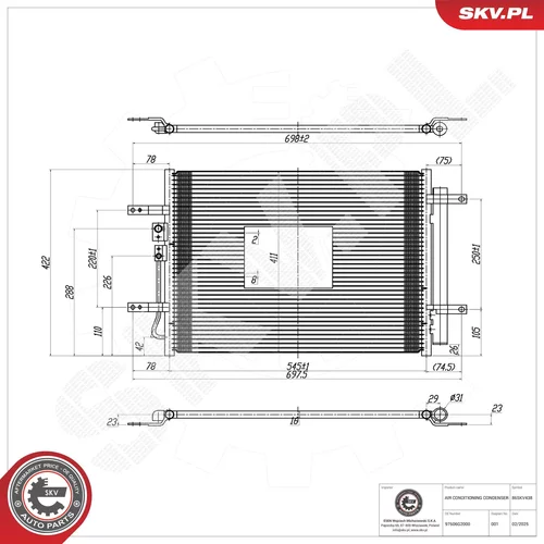Kondenzátor klimatizácie ESEN SKV 86SKV438
