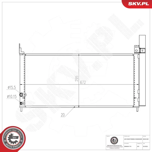 Kondenzátor klimatizácie ESEN SKV 86SKV481