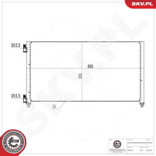 Kondenzátor klimatizácie ESEN SKV 86SKV567