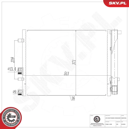 Kondenzátor klimatizácie ESEN SKV 86SKV626