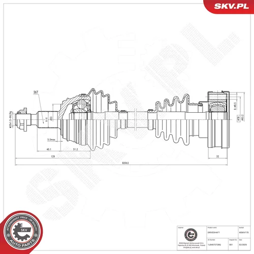 Hnací hriadeľ ESEN SKV 40SKV170