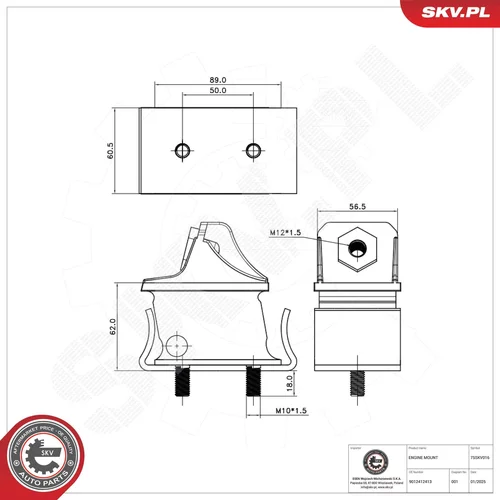 Uloženie motora ESEN SKV 75SKV016