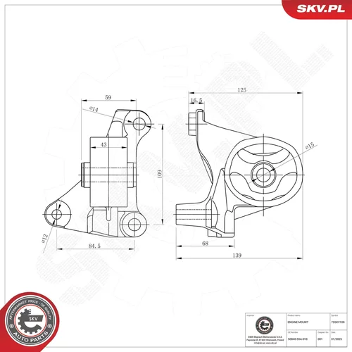 Uloženie motora ESEN SKV 75SKV100