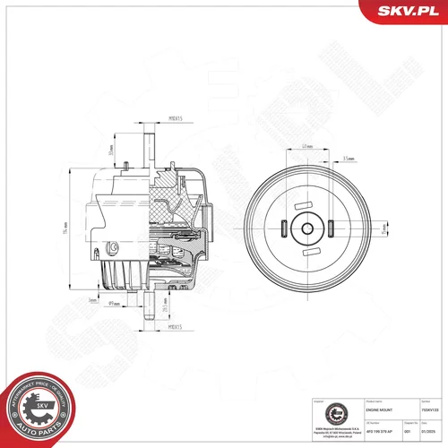 Uloženie motora 75SKV133 (ESEN SKV) - obr. 7