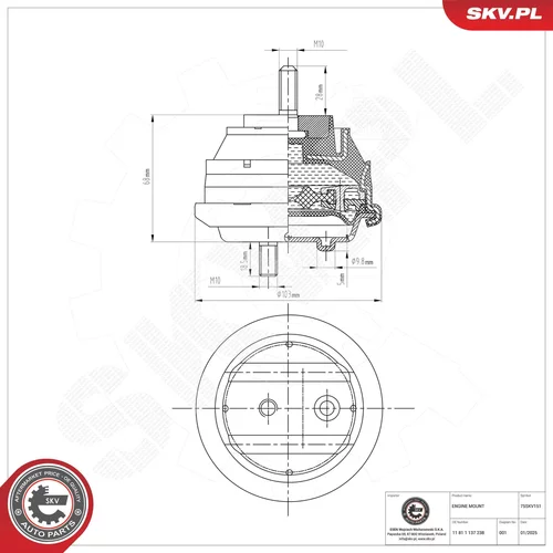 Uloženie motora ESEN SKV 75SKV151