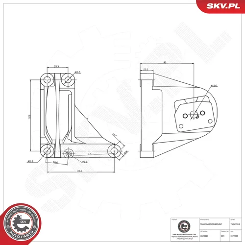 Uloženie automatickej prevodovky ESEN SKV 75SKV810