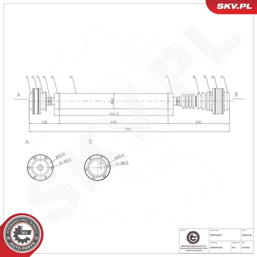 Hnací hriadeľ ESEN SKV 76SKV138