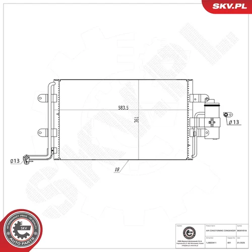 Kondenzátor klimatizácie ESEN SKV 86SKV018