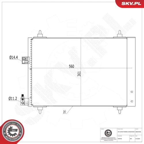 Kondenzátor klimatizácie ESEN SKV 86SKV046