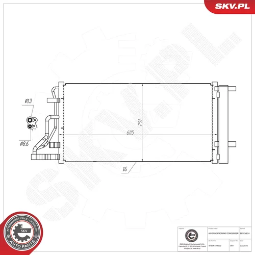 Kondenzátor klimatizácie ESEN SKV 86SKV624