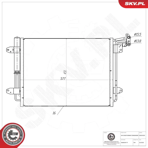 Kondenzátor klimatizácie ESEN SKV 86SKV629